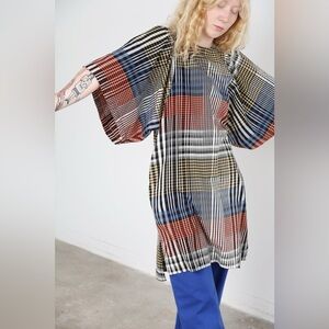 Ilana Kohn Iona Dress Plaid Mini Cotton Oversized Multicolor Size Small EUC